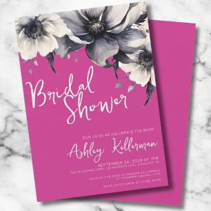 Invitación Lluvia de Boda Floral Rosa Brillante