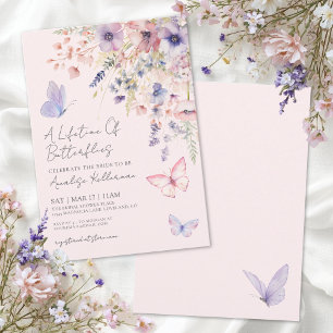 Invitación Lluvia de boda floral rosa Butterfly Blush
