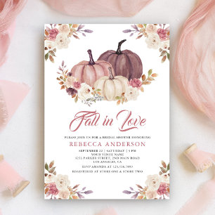 Invitación Lluvia de Boda Floral Rosa Polvoriento Calabaza
