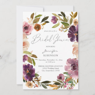 Invitación Lluvia de Boda Floral Rosa y Morado