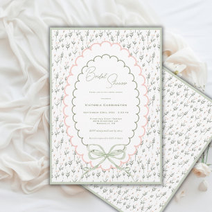 Invitación Lluvia de Boda Floral Rosa y Salvia Vintage