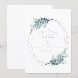 Invitación Lluvia de Boda Glam Rosa Dorado Geométrico Botánic