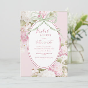 Invitación Lluvia de Boda Hortensias Blancas Rosadas Verde Sa