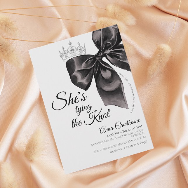Invitación Lluvia de Boda Lazo de Cinta Negro y Blanco (Subido por el creador)