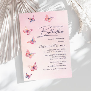 Invitación Lluvia de Boda Mariposa Rosa Rubor