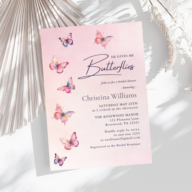 Invitación Lluvia de Boda Mariposa Rosa Rubor (Subido por el creador)