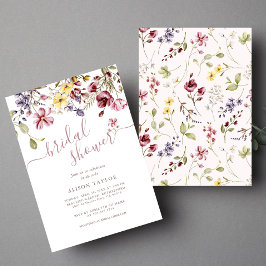 Invitación Lluvia de boda Mauve Caligrafía Flor silvestre