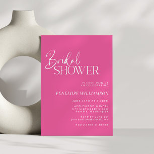 Invitación Lluvia de Boda Minimalista Moderna en Rosa Calient