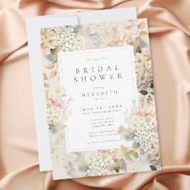 Invitación Lluvia de Boda Romántica Neutral Vintage Hortensia