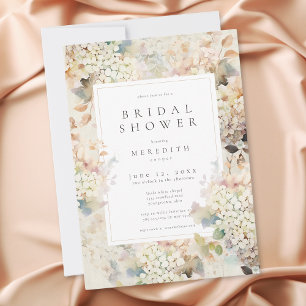 Invitación Lluvia de Boda Romántica Neutral Vintage Hortensia