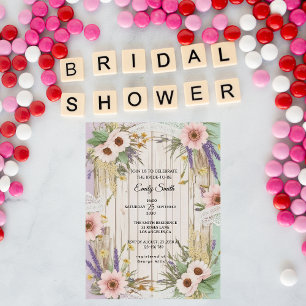 Invitación Lluvia de Boda Rústica de Jardín Vintage con Encaj
