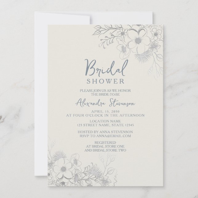 Invitación Lluvia de boda Vintage Boho Floral (Anverso)