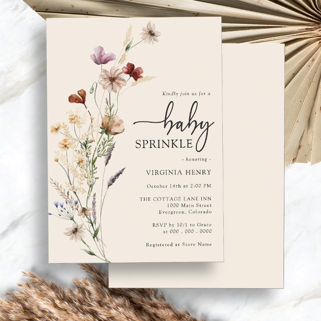 Invitación Lluvia de Boho Baby (Boho Floral Baby Sprinkle Invitation by Painted Paperie
)