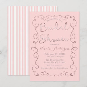Invitación Lluvia de Bridal Vintage Rosa con Brillo en Rosa D