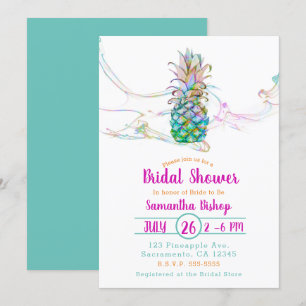 Invitación Lluvia de Colores Arcoíris de Piña para Despedida 