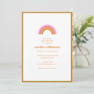Invitación Lluvia de colores Retro Boho Rosa Naranja Brunch d