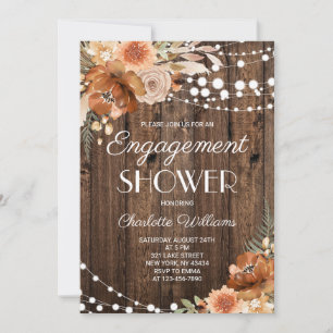 Invitación Lluvia de compromiso floral de terracota boho rúst