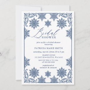 Invitación Lluvia de Copos de Nieve Azul Bridal Shower de Inv