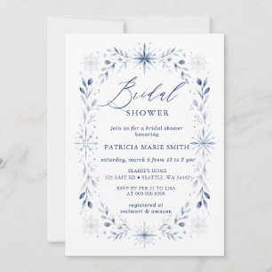 Invitación Lluvia de Copos de Nieve Azul Fiesta de Despedida 