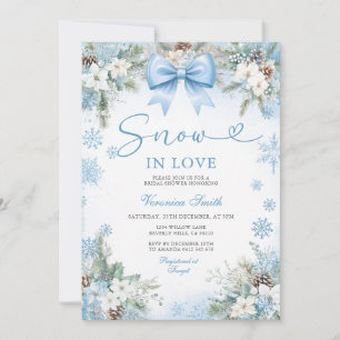 Invitación Lluvia de Copos de Nieve Azules en Amor Invierno D