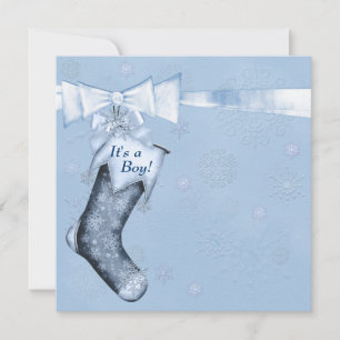 Invitación Lluvia de Copos de Nieve Azules en Invierno Blanco