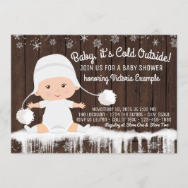 Invitación Lluvia de Copos de Nieve para el Bebe Fuera Hace F