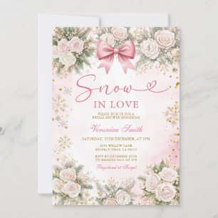 Invitación Lluvia de copos de nieve rosados en amor Ducha de
