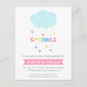 Invitación Lluvia de corazones de nube de color arcoíris para