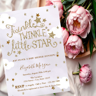 Invitación Lluvia de Destellos Estrellita Lavanda Baby Shower