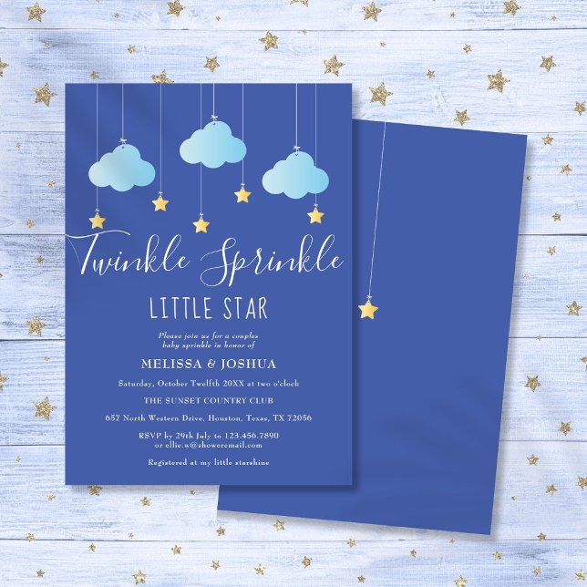 Invitación Lluvia de Dulces Estrellita Bebé (Twinkle Sprinkle Little Star Baby Sprinkle Shower Invitation)