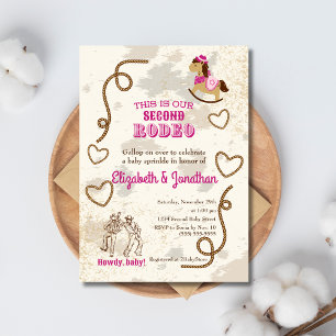 Invitación Lluvia de dulces para baby shower Cowboy Rodeo Ros