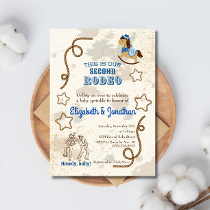 Invitación Lluvia de dulces para baby shower de vaquero rodeo