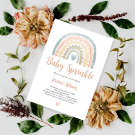 Invitación Lluvia de dulces para bebé arcoíris boho moderna