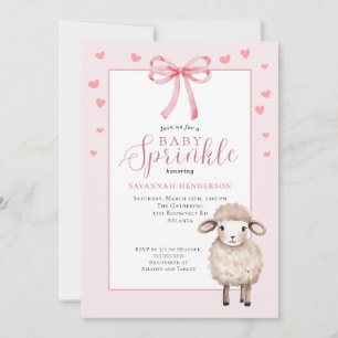 Invitación Lluvia de dulces para bebé Corderito lindo con laz