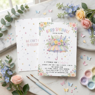 Invitación Lluvia de dulces para la pequeña con paraguas arco
