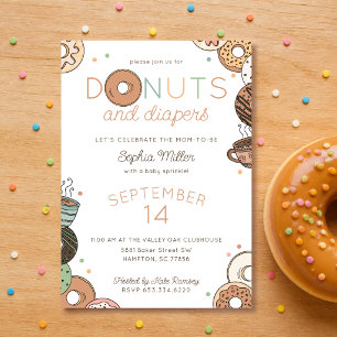 Invitación Lluvia de dulces y pañales para el bebé niño