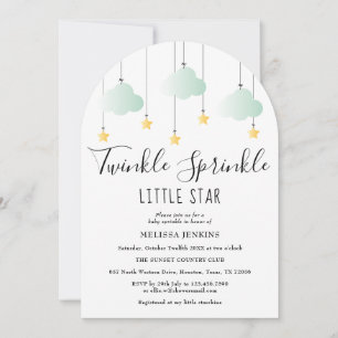 Invitación Lluvia de Estrellas Brillantes Baño de Bebé Neutra