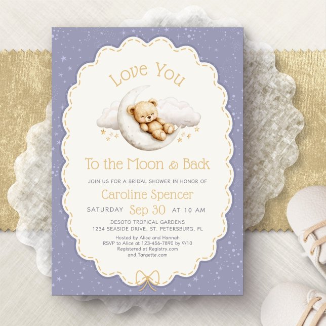Invitación Lluvia de Estrellas Celestiales Moon and Back Baby (Subido por el creador)