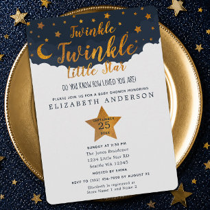 Invitación Lluvia de Estrellas Fiesta de Bebé Twinkle Twinkle