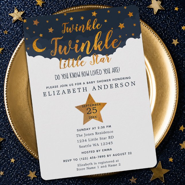 Invitación Lluvia de Estrellas Fiesta de Bebé Twinkle Twinkle (Subido por el creador)