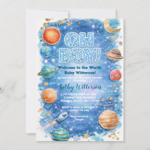 Invitación Lluvia de Estrellas Luna Galaxia Baby Shower