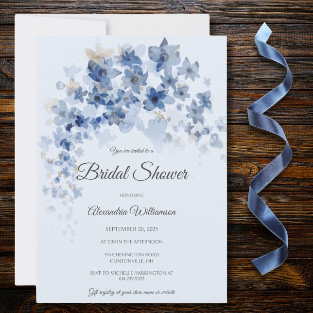 Invitación Lluvia de Flores Azules Acuarela Despedida de Solt (Subido por el creador)