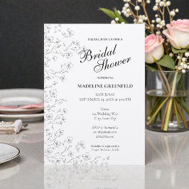 Invitación Lluvia de flores de cerezo en blanco y negro para 