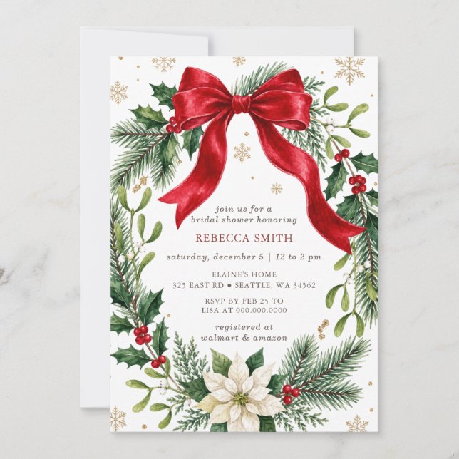 Invitación Lluvia de Flores de Invierno Navidad Despedida de  (Anverso)