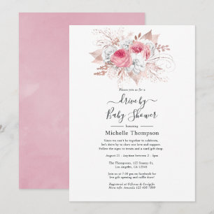 Invitación Lluvia de flores de oro rosa y rosa
