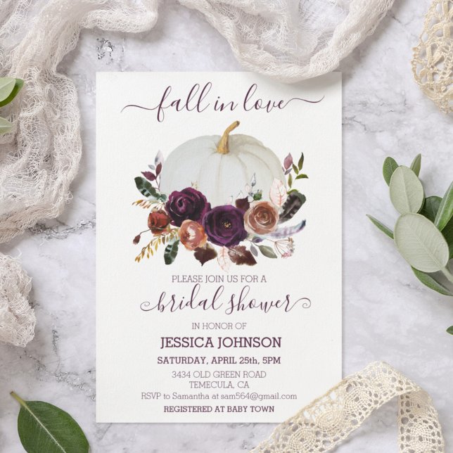 Invitación Lluvia de flores de otoño calabaza Bridal Shower b (Subido por el creador)