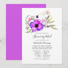 Invitación Lluvia de flores en acuarela para boda o baby show