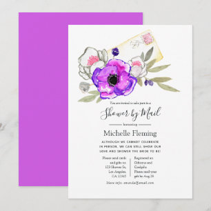 Invitación Lluvia de flores en acuarela para boda o baby show