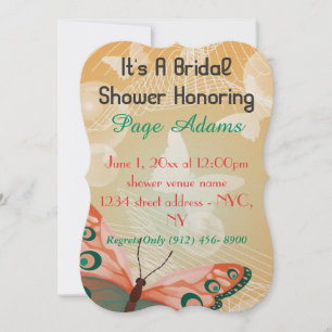 Invitación Lluvia de Flores Hawaianas de Mariposas Bridal Sho