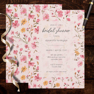Invitación Lluvia de flores nupciales en rosa campestre